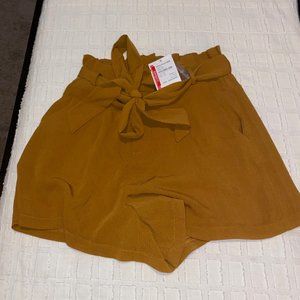 Gold Chiffon Tie Shorts